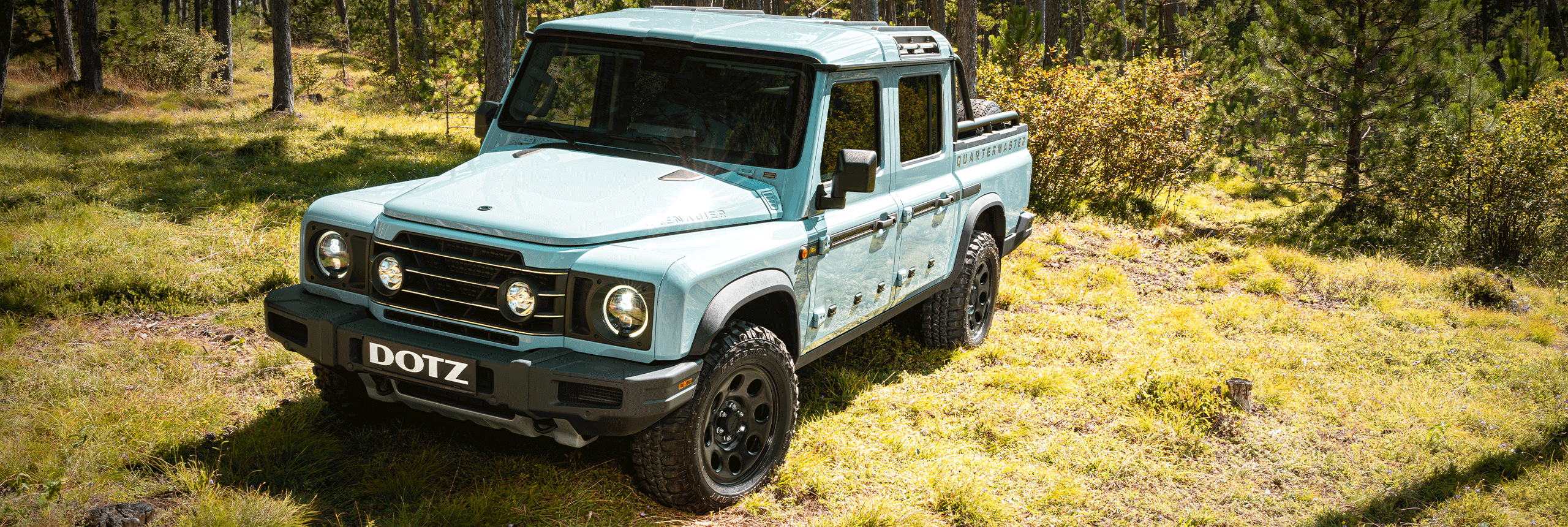 Cerchi in lega marca dotz 4x4 modello outland black su veicolo Ineos